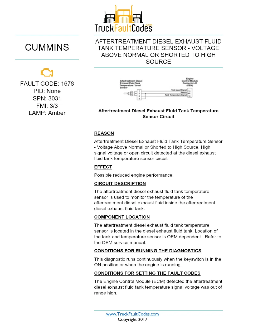 Cummins ISX12 DTC 1678 Diagnostic Procedure ? Aftertreatment - preview page 1 of 3