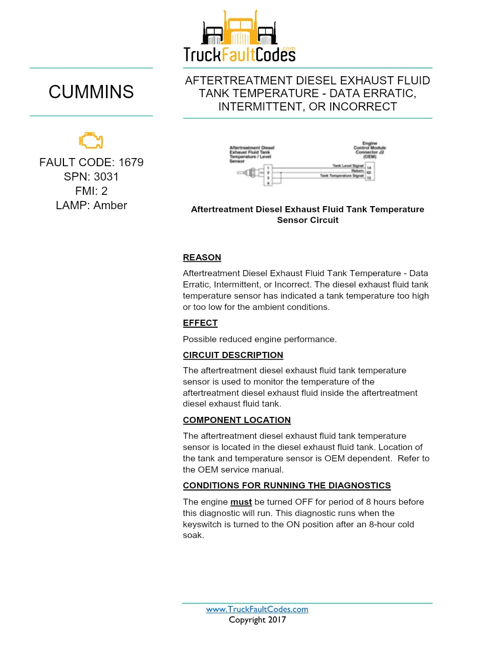 Cummins ISX12 DTC 1679 Diagnostic Procedure ? Aftertreatment - preview page 1 of 3