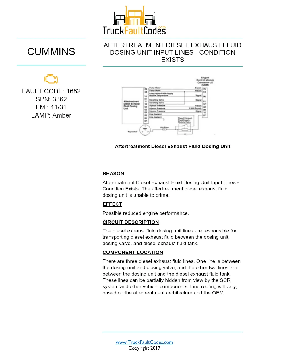 Cummins ISX12 DTC 1682 Diagnostic Procedure ? Aftertreatment - preview page 1 of 3