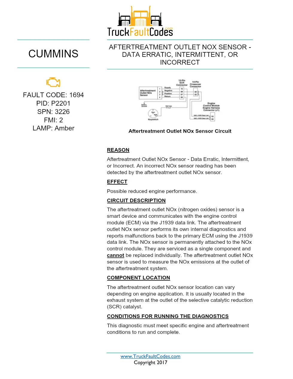Cummins ISX12 DTC 1694 Diagnostic Procedure ? Aftertreatment - preview page 1 of 3
