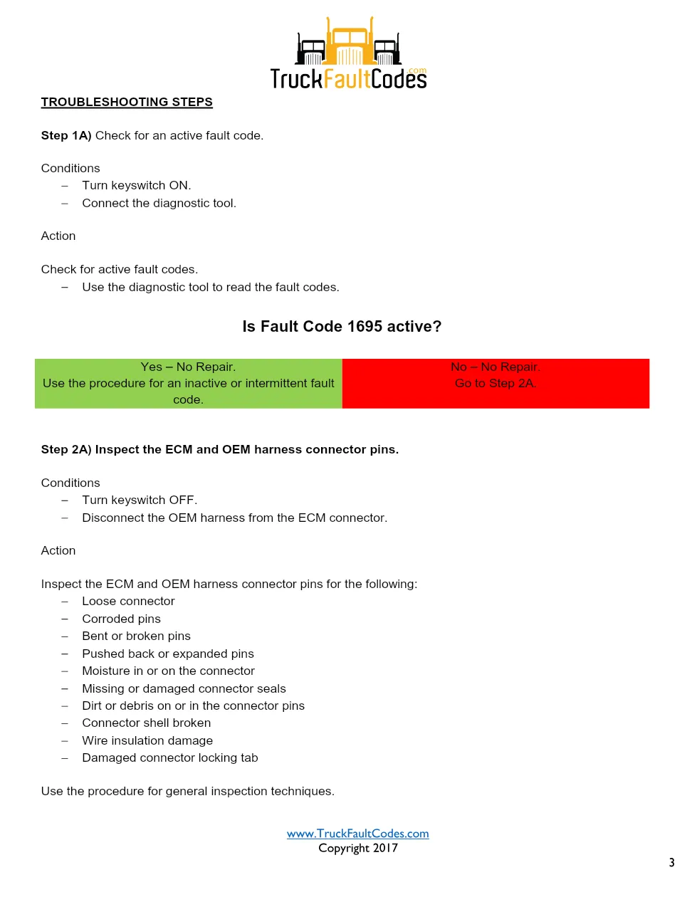 Cummins ISX12 DTC 1695 Diagnostic Procedure ? Sensor Supply 5 - page 3 is available after signing in