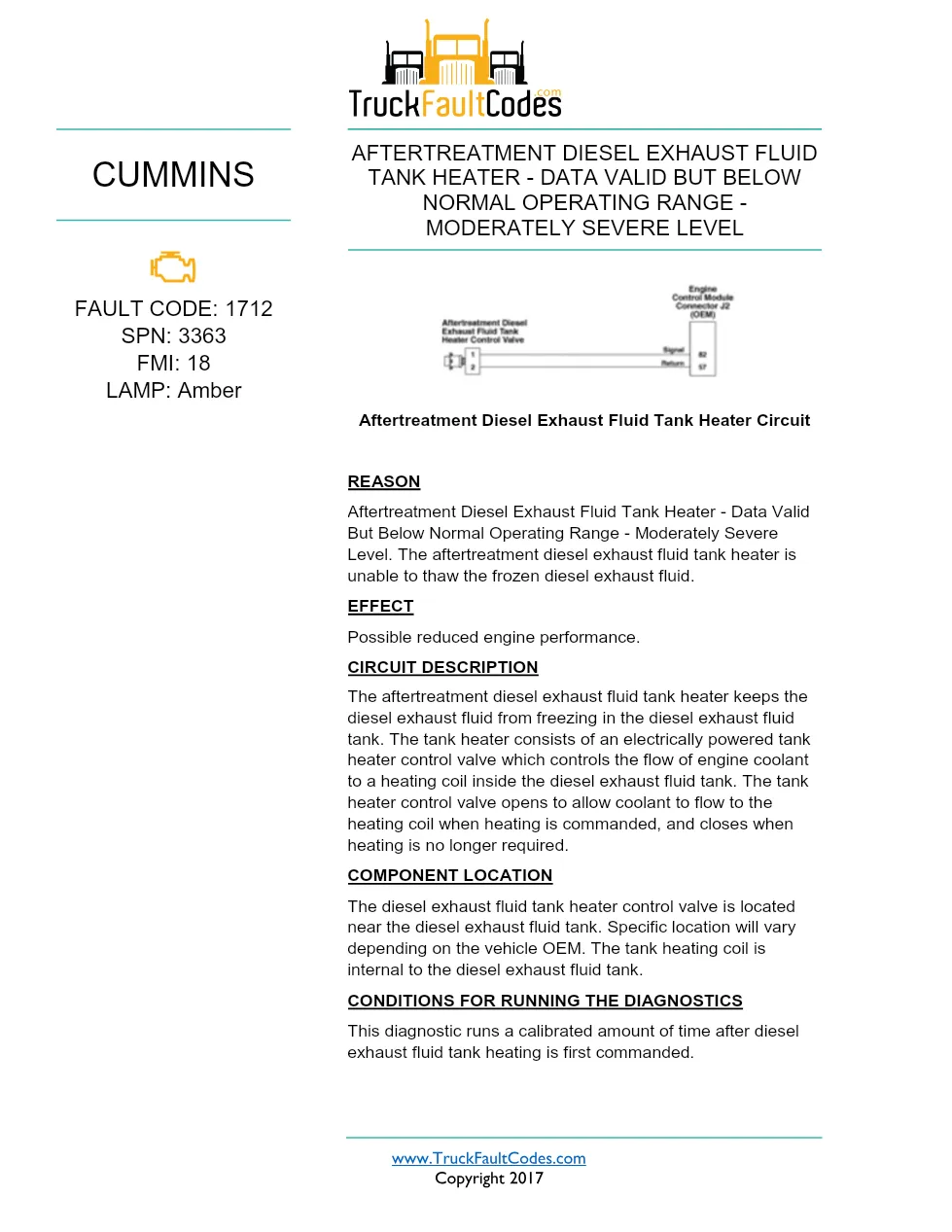 Cummins ISX12 DTC 1712 Diagnostic Procedure ? Aftertreatment - preview page 1 of 3