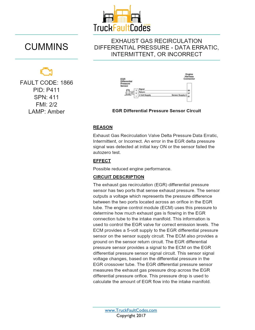 Cummins ISX12 DTC 1866 Diagnostic Procedure ? Exhaust Gas – PDF - preview page 1 of 3