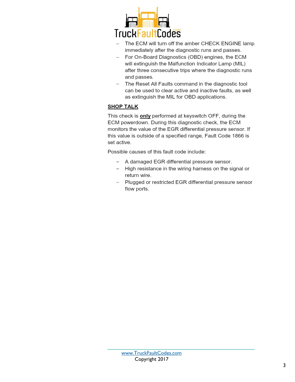 Cummins ISX12 DTC 1866 Diagnostic Procedure ? Exhaust Gas – PDF - page 3 is available after signing in