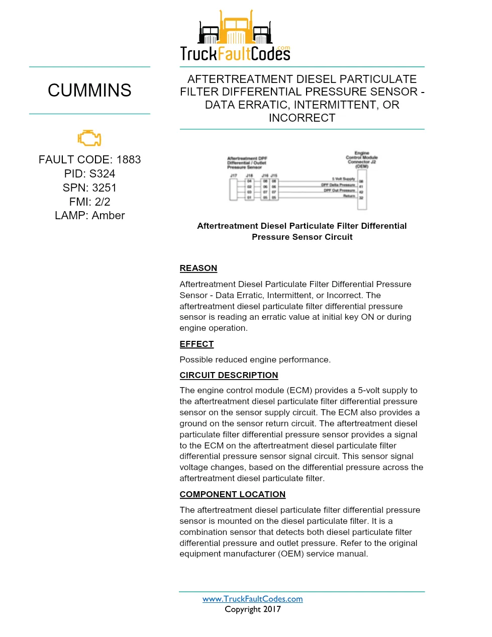 Cummins ISX12 DTC 1883 Diagnostic Procedure ? Aftertreatment - preview page 1 of 3