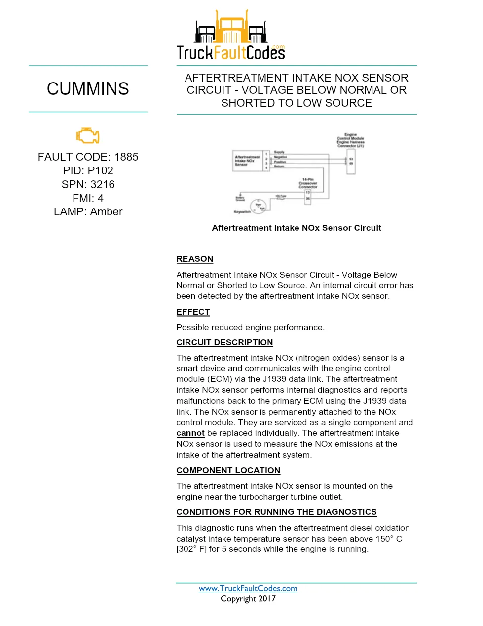 Cummins ISX12 DTC 1885 Diagnostic Procedure ? Aftertreatment - preview page 1 of 3