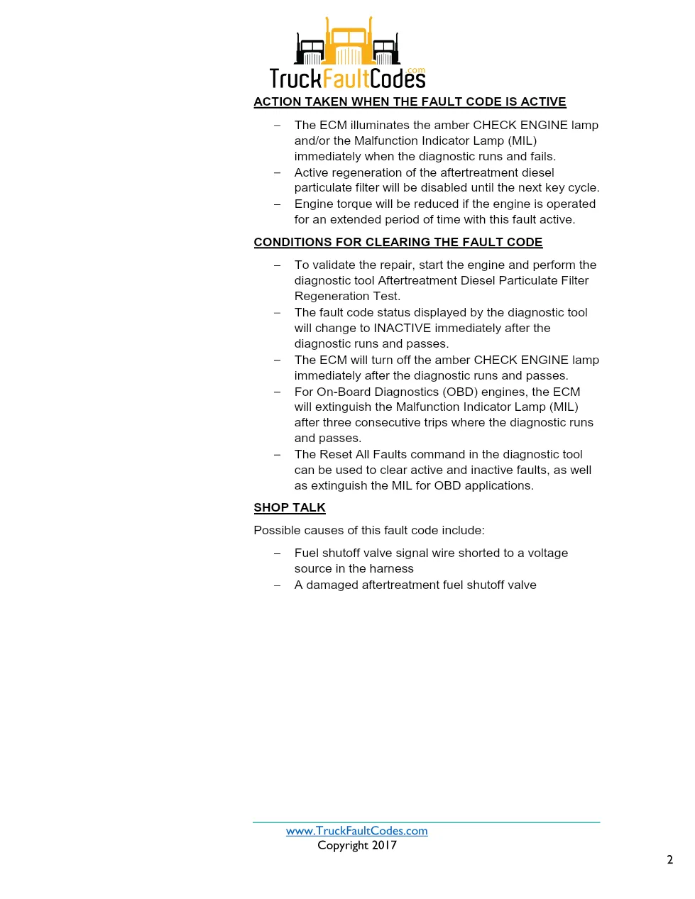 Cummins ISX12 DTC 1923 Diagnostic Procedure ? Aftertreatment Fuel - preview page 2 of 3