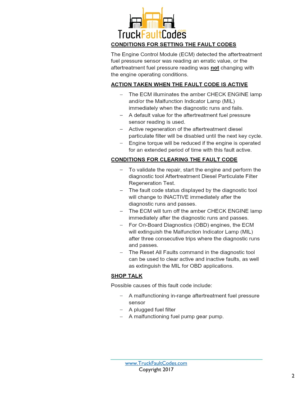 Cummins ISX12 DTC 1926 Diagnostic Procedure ? Aftertreatment Fuel - preview page 2 of 3