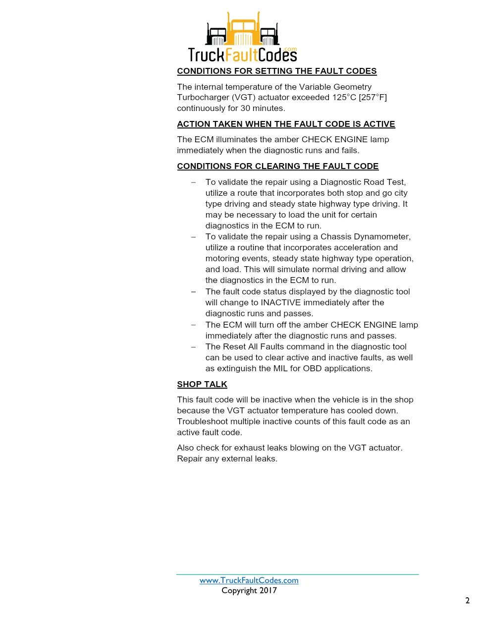 Cummins ISX12 DTC 1962 Diagnostic Procedure ? VGT Actuator Driver - preview page 2 of 3