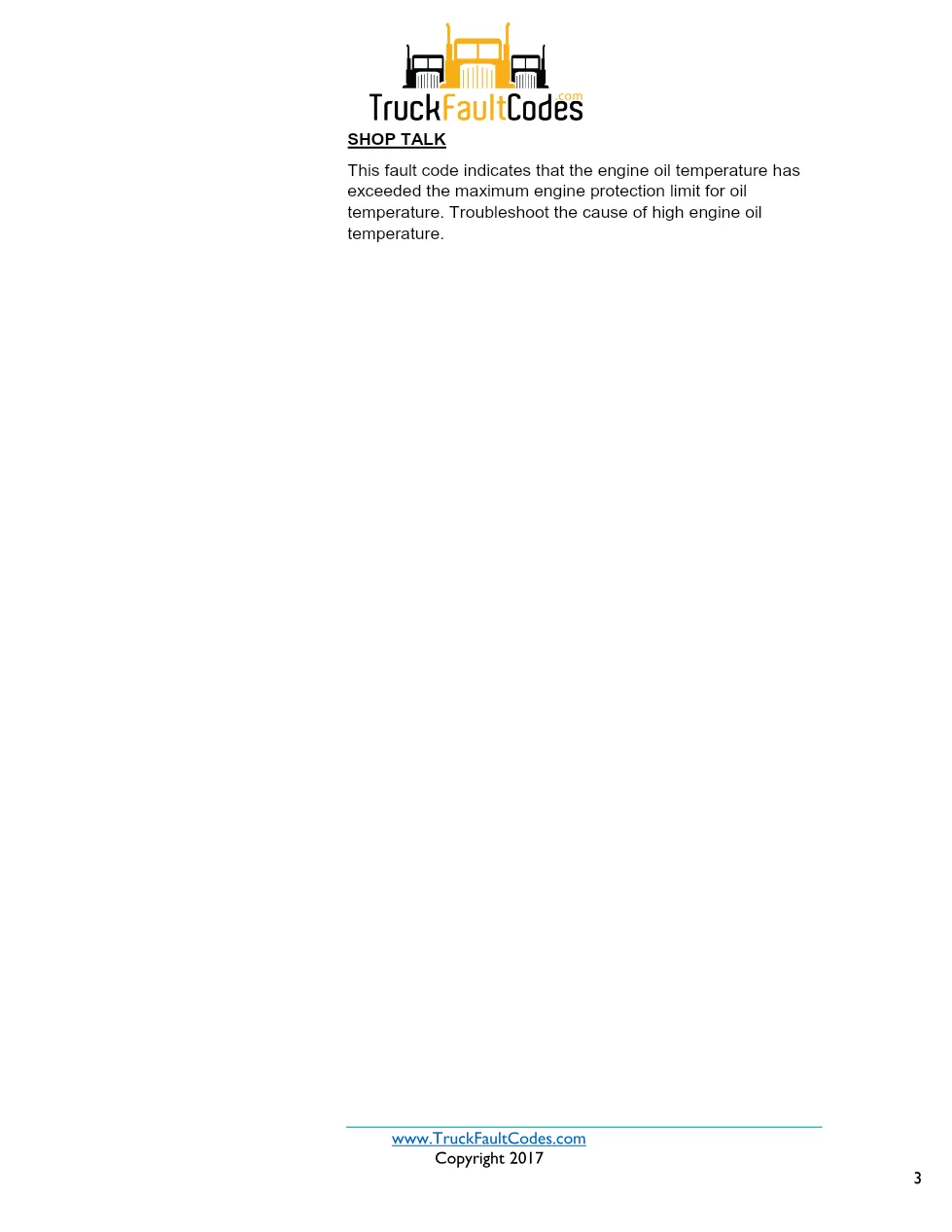 Cummins ISX12 DTC 214 Diagnostic Procedure ? Engine Oil – 5 pages - page 3 is available after signing in
