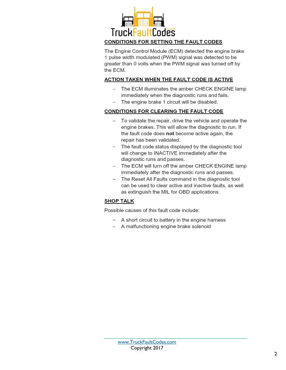 Cummins ISX12 DTC 2182 Diagnostic Procedure ? Engine Brake – PDF - preview page 2 of 3