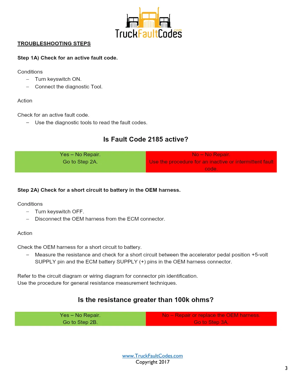 Cummins ISX12 DTC 2185 Diagnostic Procedure ? Sensor Supply 4 - page 3 is available after signing in