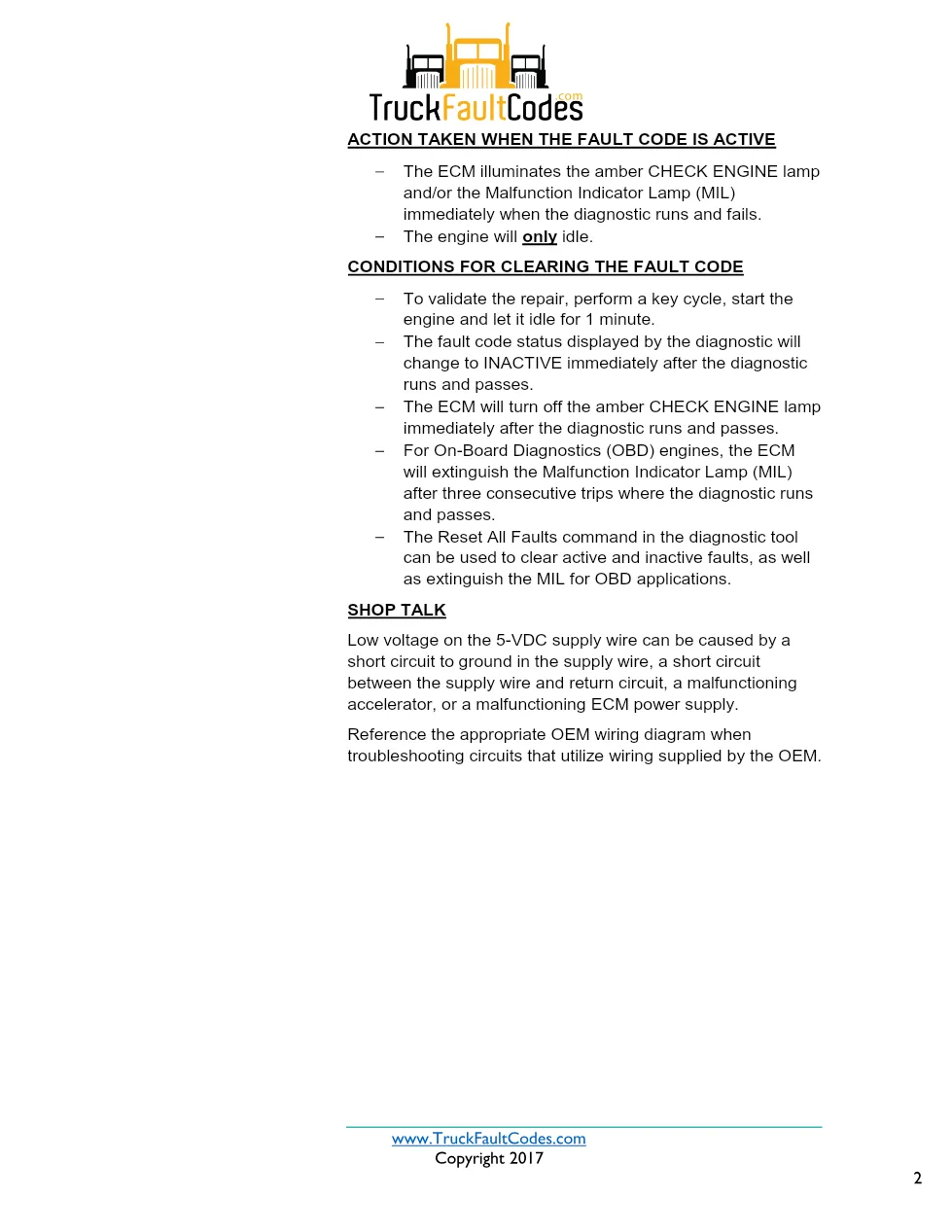 Cummins ISX12 DTC 2186 Diagnostic Procedure ? Sensor Supply 4 - preview page 2 of 3