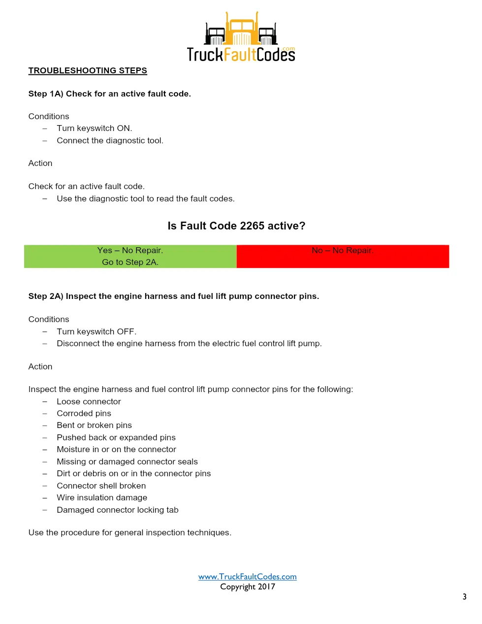 Cummins ISX12 DTC 2265 Diagnostic Procedure ? Electric Lift Pump - page 3 is available after signing in