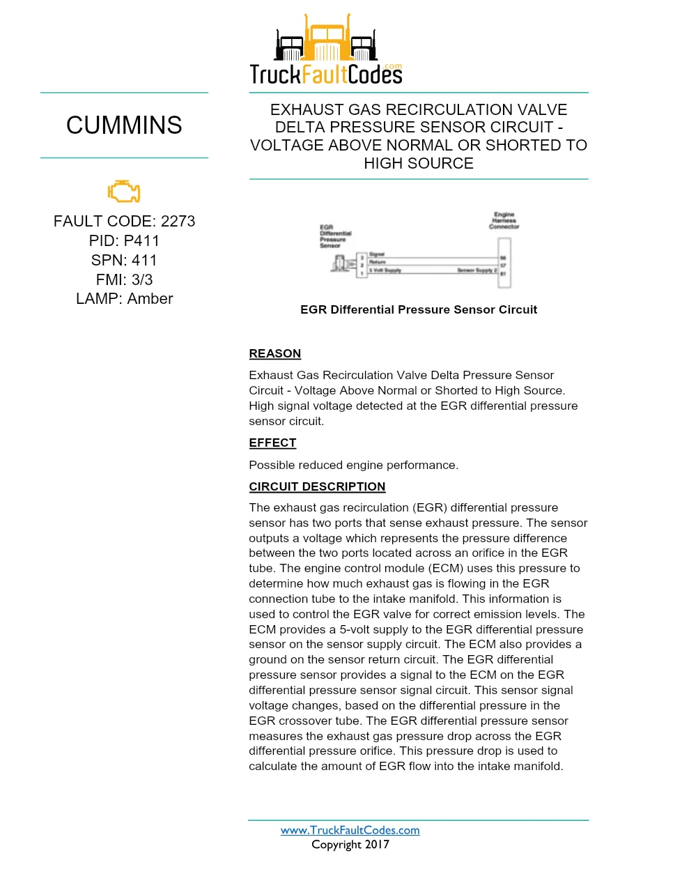 Cummins ISX12 DTC 2273 Diagnostic Procedure ? Exhaust Gas – PDF - preview page 1 of 3