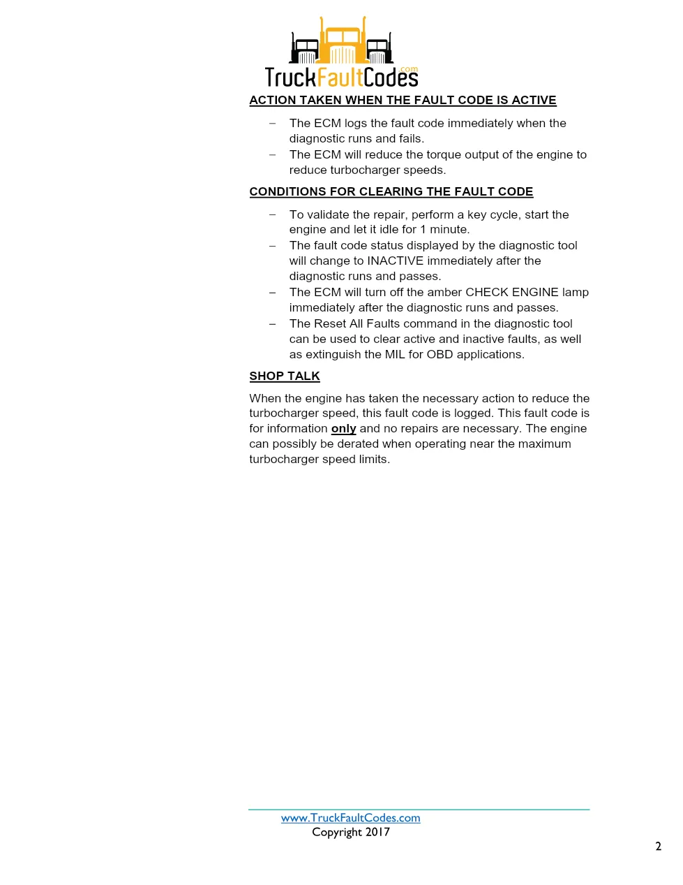 Cummins ISX12 DTC 2288 Diagnostic Procedure ? Turbocharger 1 - preview page 2 of 3