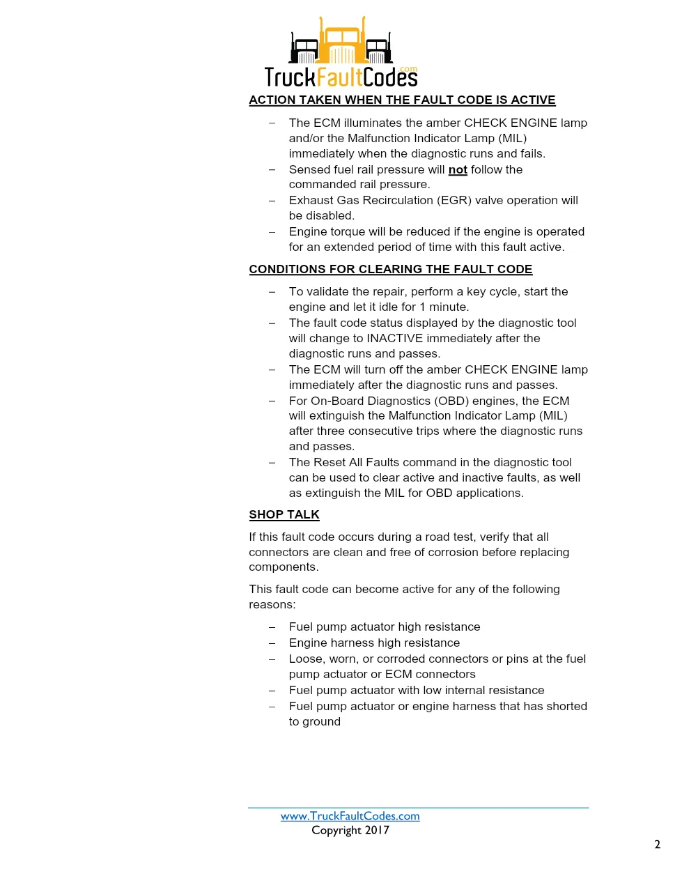Cummins ISX12 DTC 2311 Diagnostic Procedure ? Electronic Fuel - preview page 2 of 3