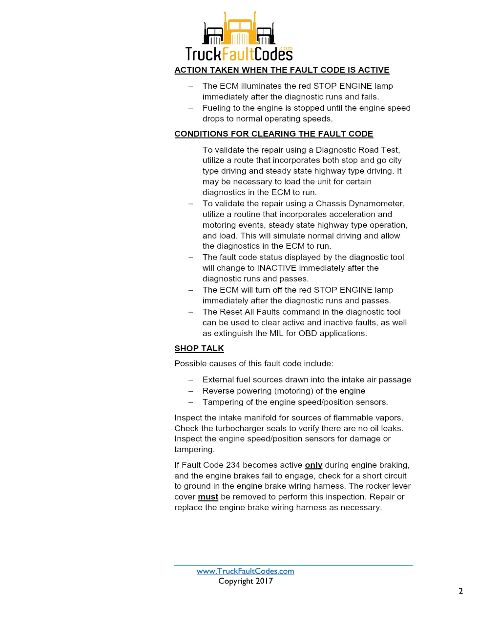 Cummins ISX12 DTC 234 Diagnostic Procedure ? Engine Crankshaft - preview page 2 of 3