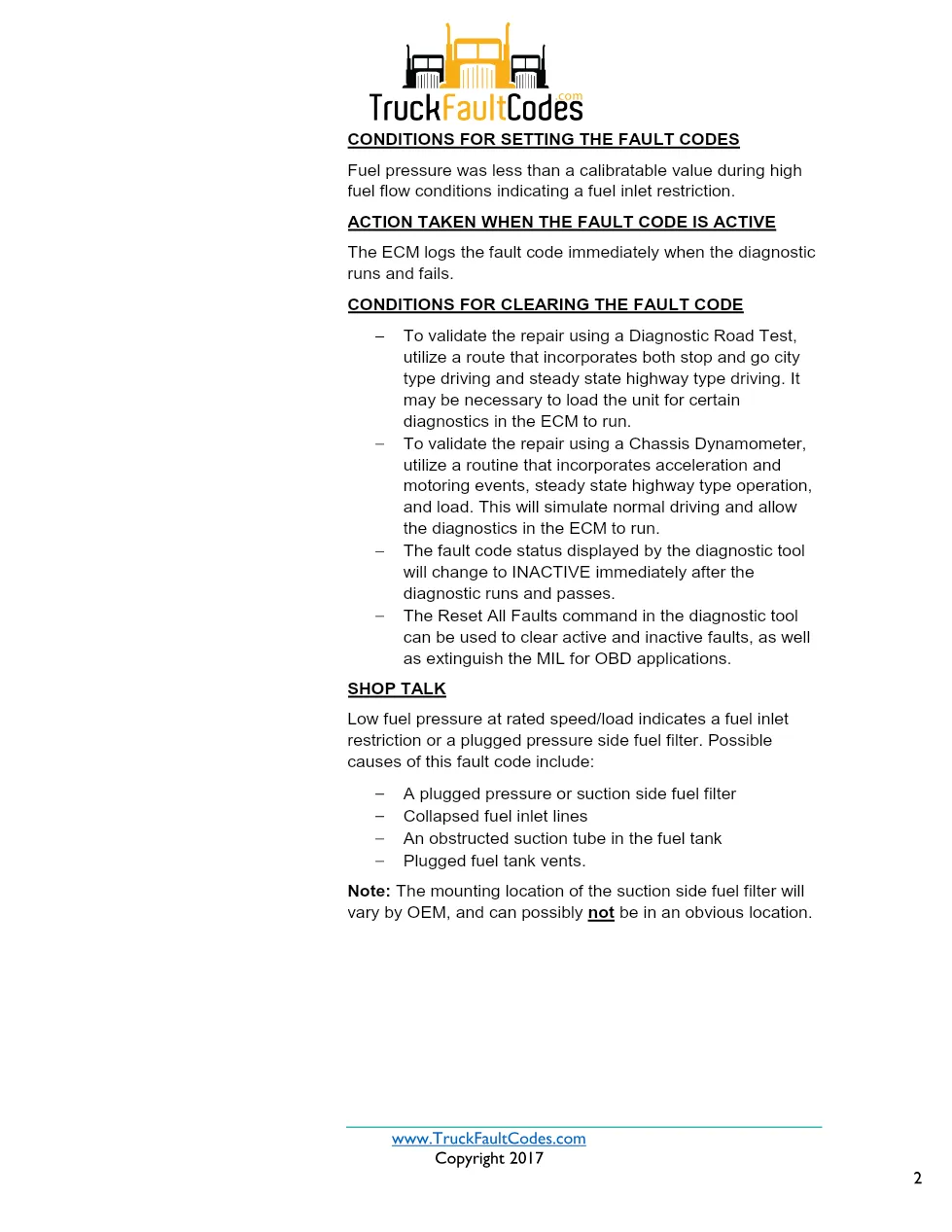 Cummins ISX12 DTC 2343 Diagnostic Procedure ? Fuel Filter – PDF - preview page 2 of 3