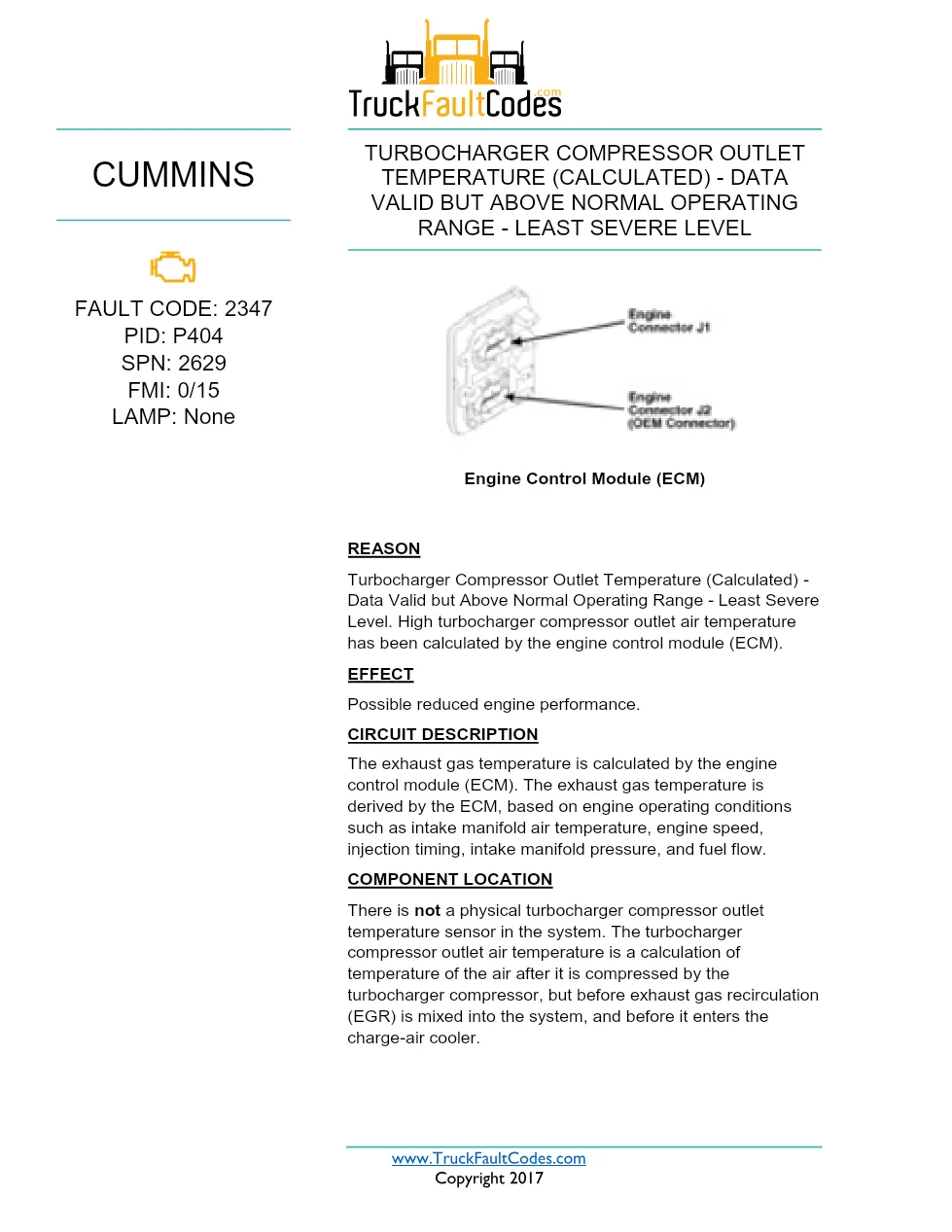 Cummins ISX12 DTC 2347 Diagnostic Procedure ? Turbocharger – PDF - preview page 1 of 3