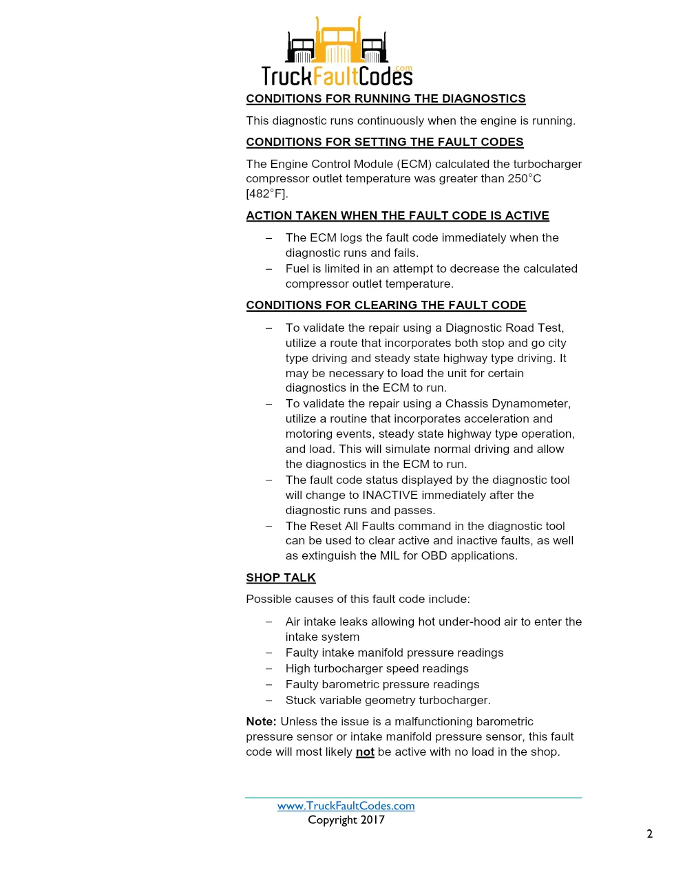 Cummins ISX12 DTC 2347 Diagnostic Procedure ? Turbocharger – PDF - preview page 2 of 3