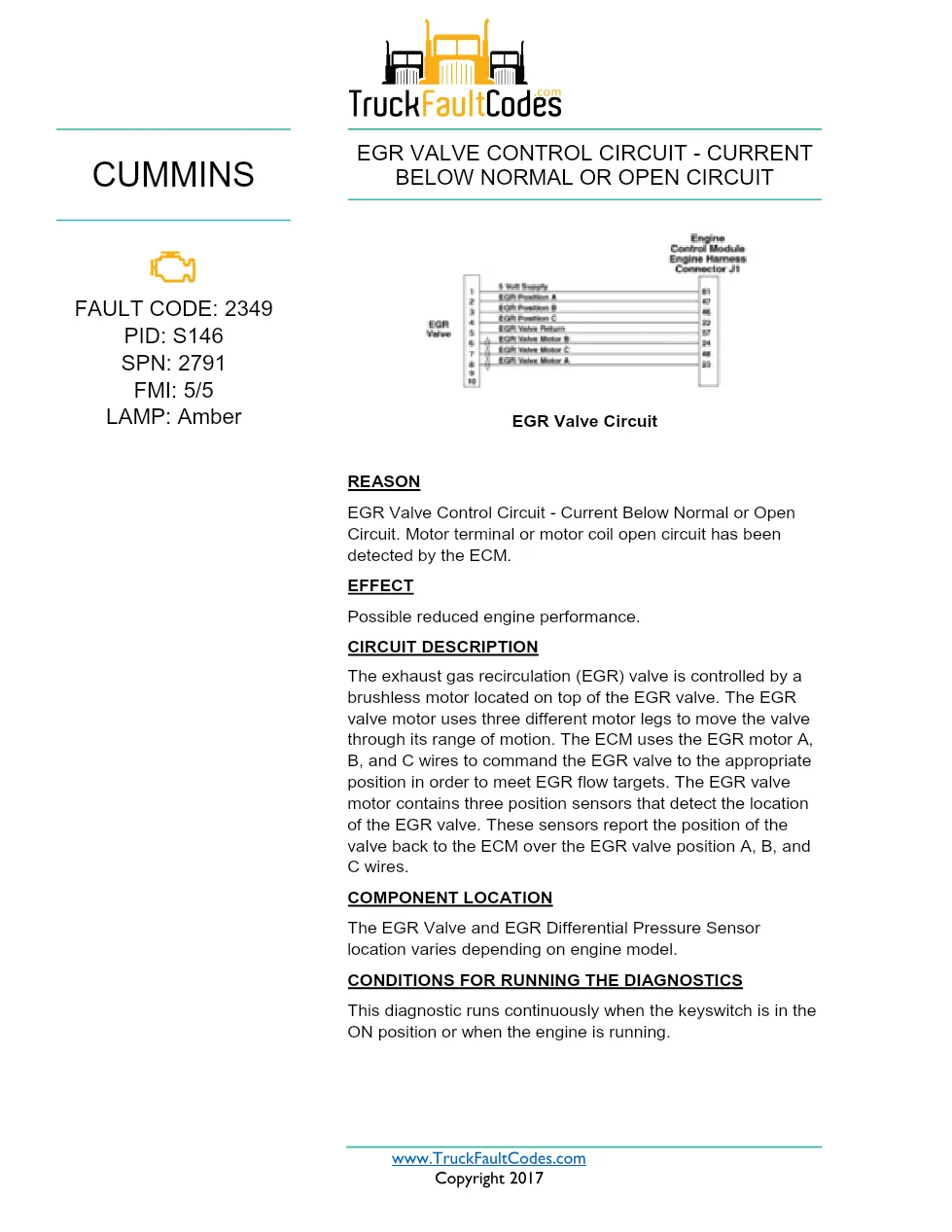Cummins ISX12 DTC 2349 Diagnostic Procedure ? EGR Valve Control - preview page 1 of 3