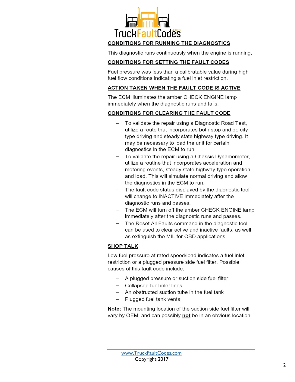 Cummins ISX12 DTC 2372 Diagnostic Procedure ? Fuel Filter – PDF - preview page 2 of 3