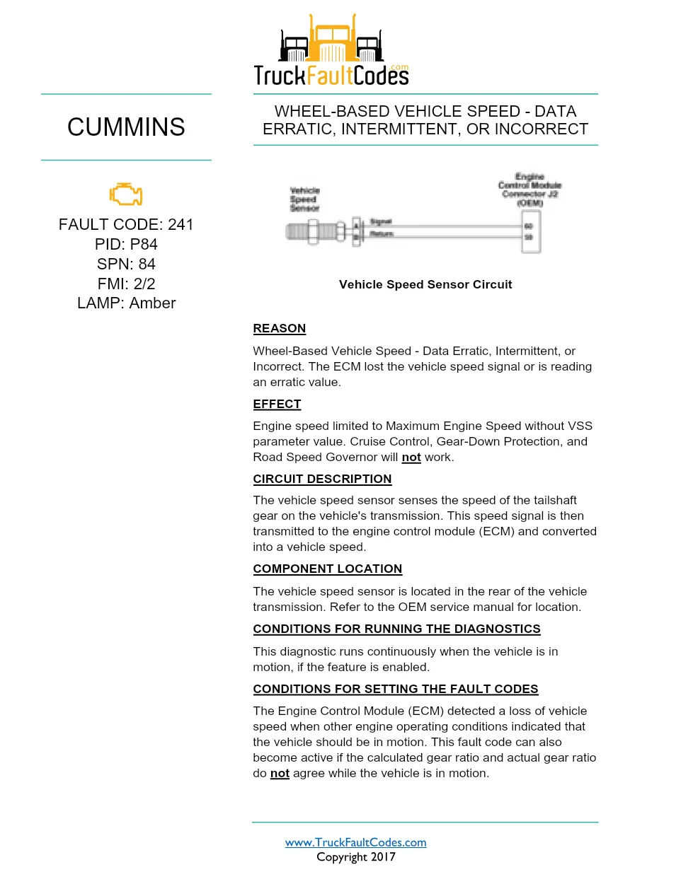 Cummins ISX12 DTC 241 Diagnostic Procedure ? Wheel-Based Vehicle - preview page 1 of 3
