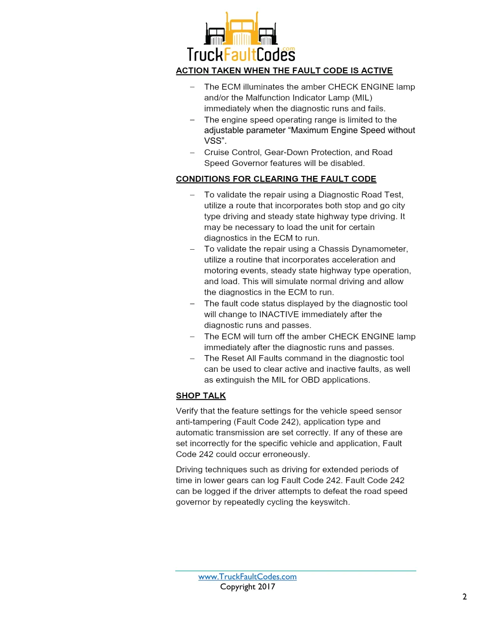 Cummins ISX12 DTC 242 Diagnostic Procedure ? Wheel-Based Vehicle - preview page 2 of 3