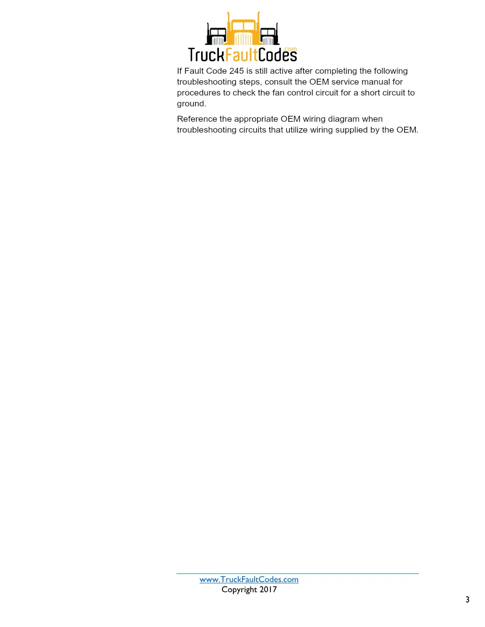 Cummins ISX12 DTC 245 Diagnostic Procedure ? Fan Control Circuit - page 3 is available after signing in