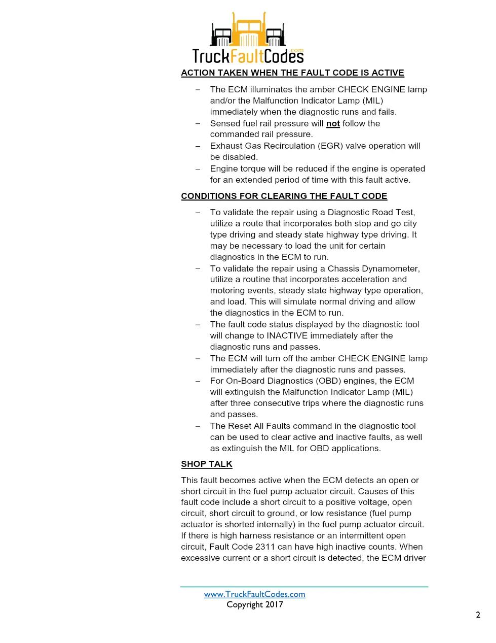 Cummins ISX12 DTC 272 Diagnostic Procedure ? Engine Fuel Pump - preview page 2 of 3