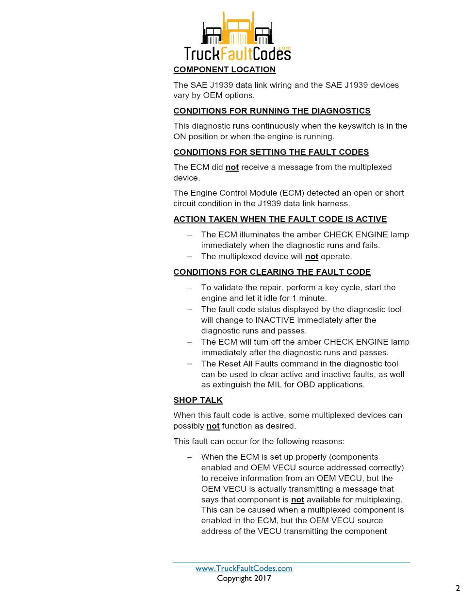 Cummins ISX12 DTC 285 Diagnostic Procedure ? SAE J1939 – 6 pages - preview page 2 of 3