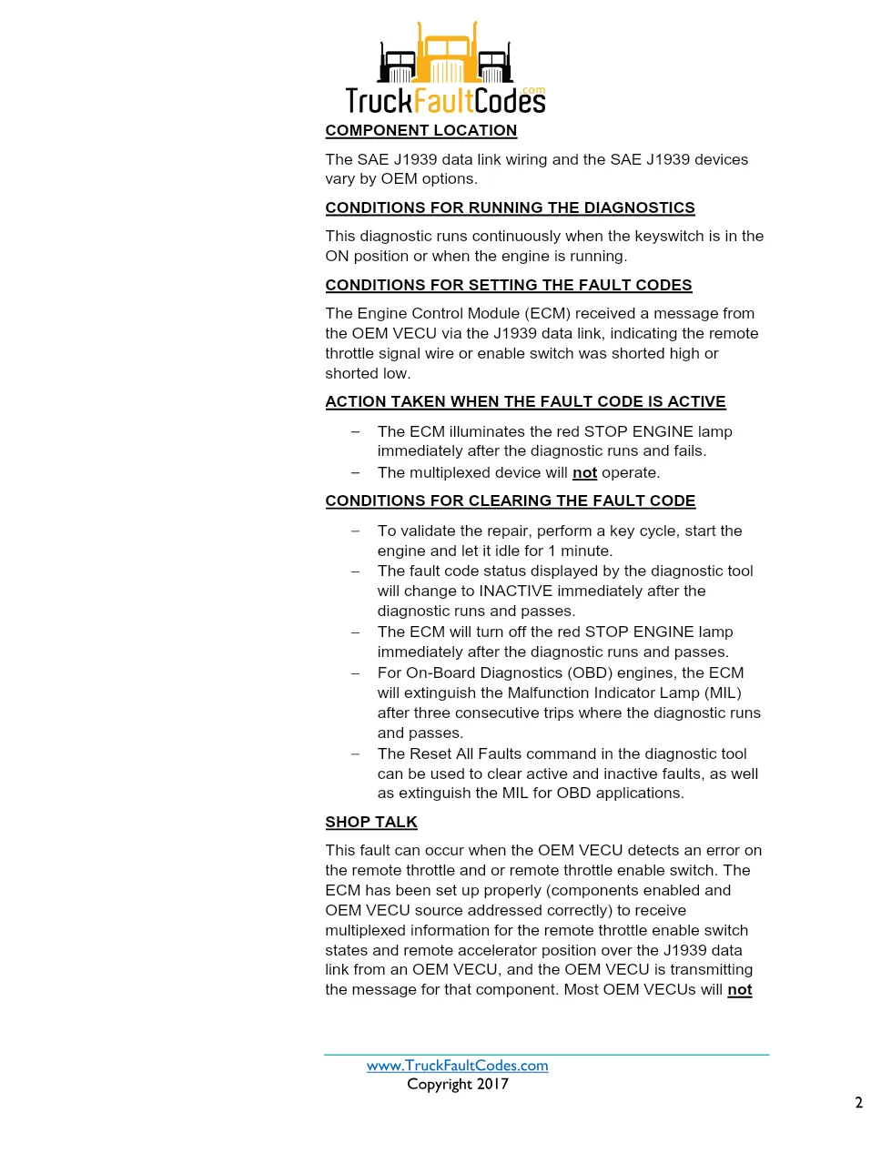 Cummins ISX12 DTC 288 Diagnostic Procedure ? SAE J1939 – 7 pages - preview page 2 of 3