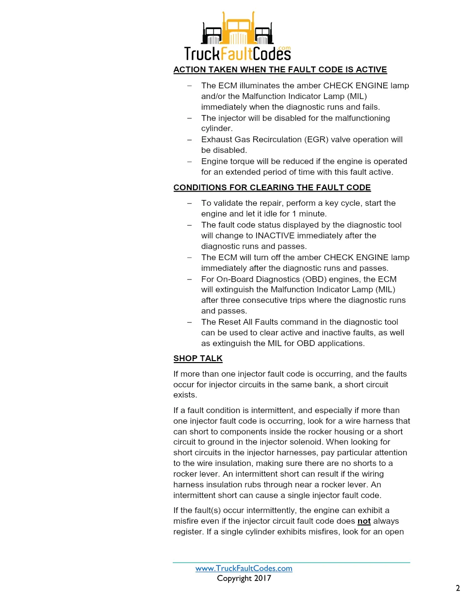 Cummins ISX12 DTC 322 Diagnostic Procedure ? Injector Solenoid - preview page 2 of 3
