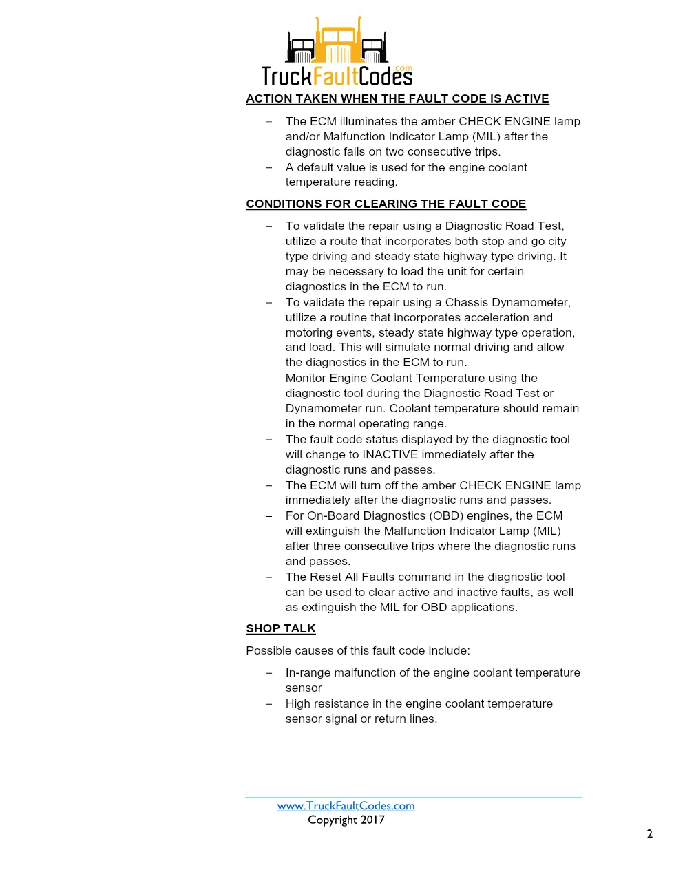 Cummins ISX12 DTC 334 Diagnostic Procedure ? Engine Coolant – PDF - preview page 2 of 3
