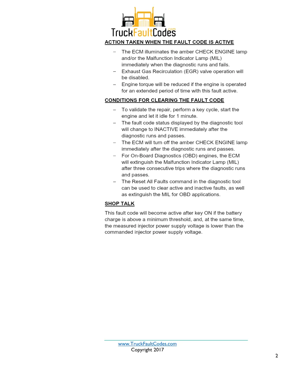 Cummins ISX12 DTC 351 Diagnostic Procedure ? Injector Power – PDF - preview page 2 of 3