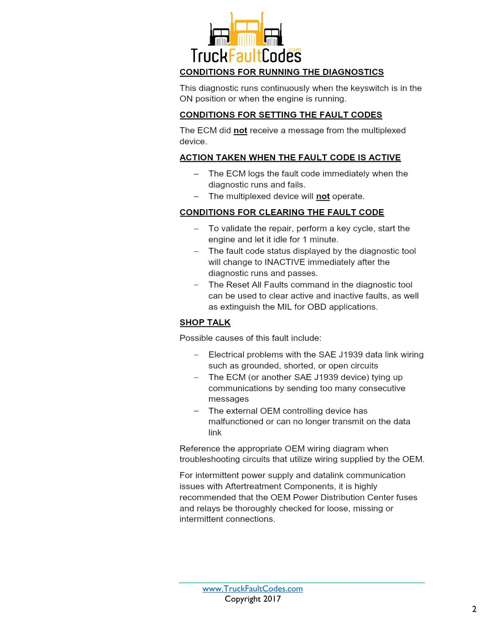 Cummins ISX12 DTC 427 Diagnostic Procedure ? J1939 Data Link - preview page 2 of 3