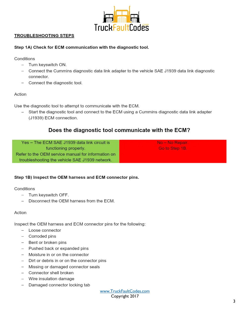 Cummins ISX12 DTC 427 Diagnostic Procedure ? J1939 Data Link - page 3 is available after signing in