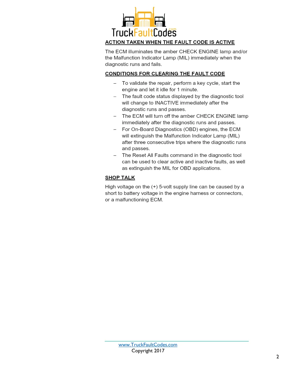 Cummins ISX12 DTC 515 Diagnostic Procedure ? Sensor Supply 6 - preview page 2 of 3