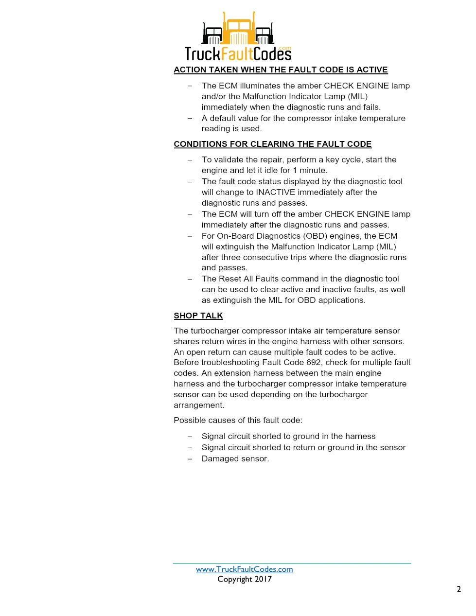 Cummins ISX12 DTC 692 Diagnostic Procedure ? Turbocharger 1 – PDF - preview page 2 of 3
