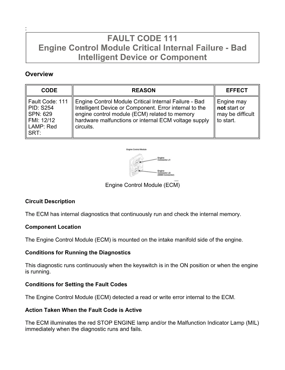 Cummins ISX15 code 111 troubleshooting document, 7 pages – PDF - preview page 1 of 3