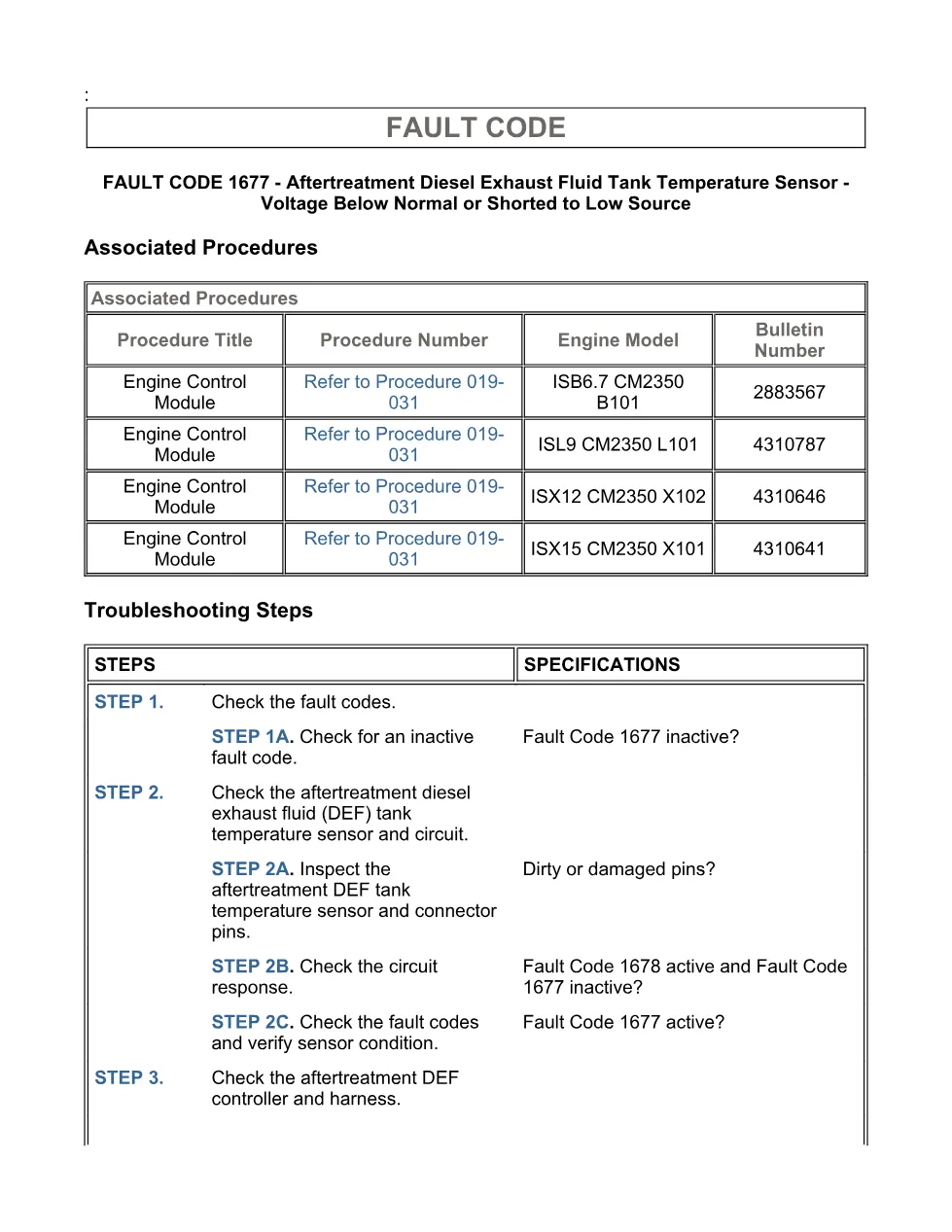 Cummins ISX15 code 1677 troubleshooting document, 12 pages – PDF - page 3 is available after signing in