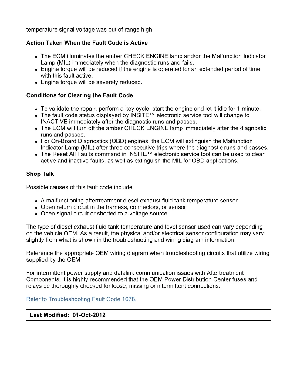 Cummins ISX15 code 1678 troubleshooting document, 13 pages – PDF - preview page 2 of 3