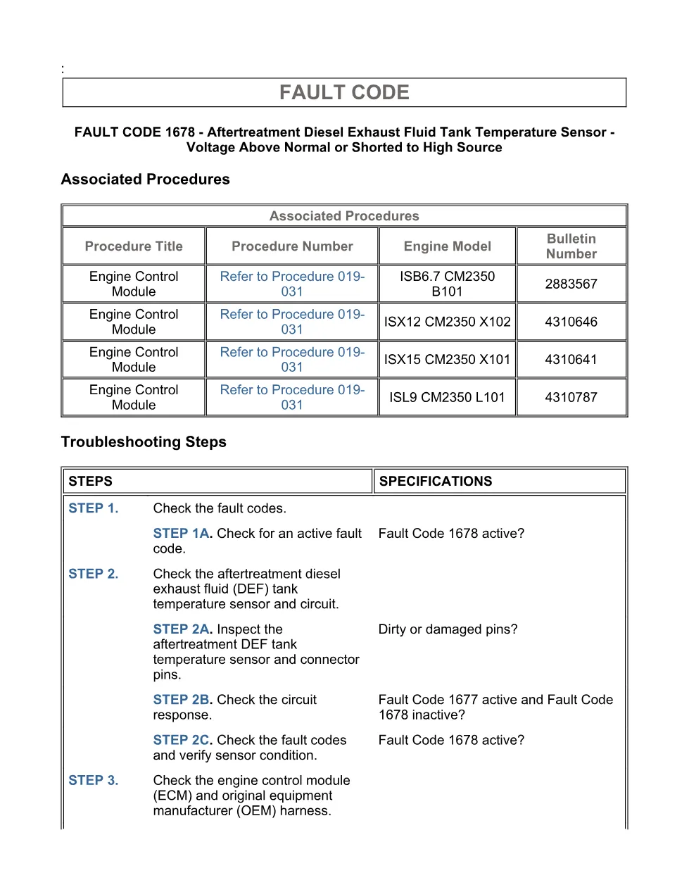 Cummins ISX15 code 1678 troubleshooting document, 13 pages – PDF - page 3 is available after signing in