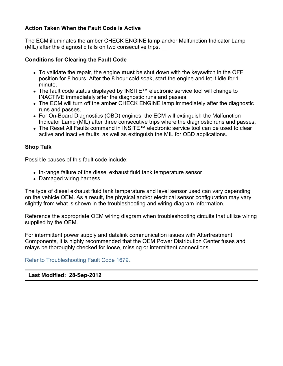 Cummins ISX15 code 1679 troubleshooting document, 14 pages – PDF - preview page 2 of 3