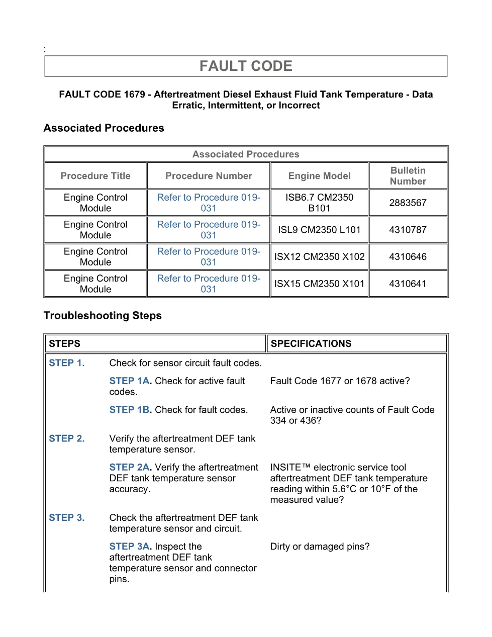 Cummins ISX15 code 1679 troubleshooting document, 14 pages – PDF - page 3 is available after signing in
