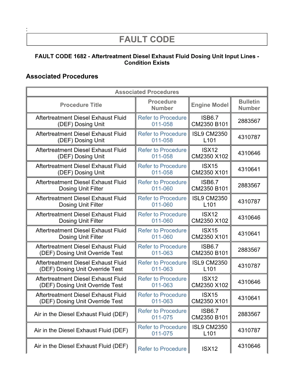 Cummins ISX15 code 1682 troubleshooting document, 15 pages – PDF - page 3 is available after signing in