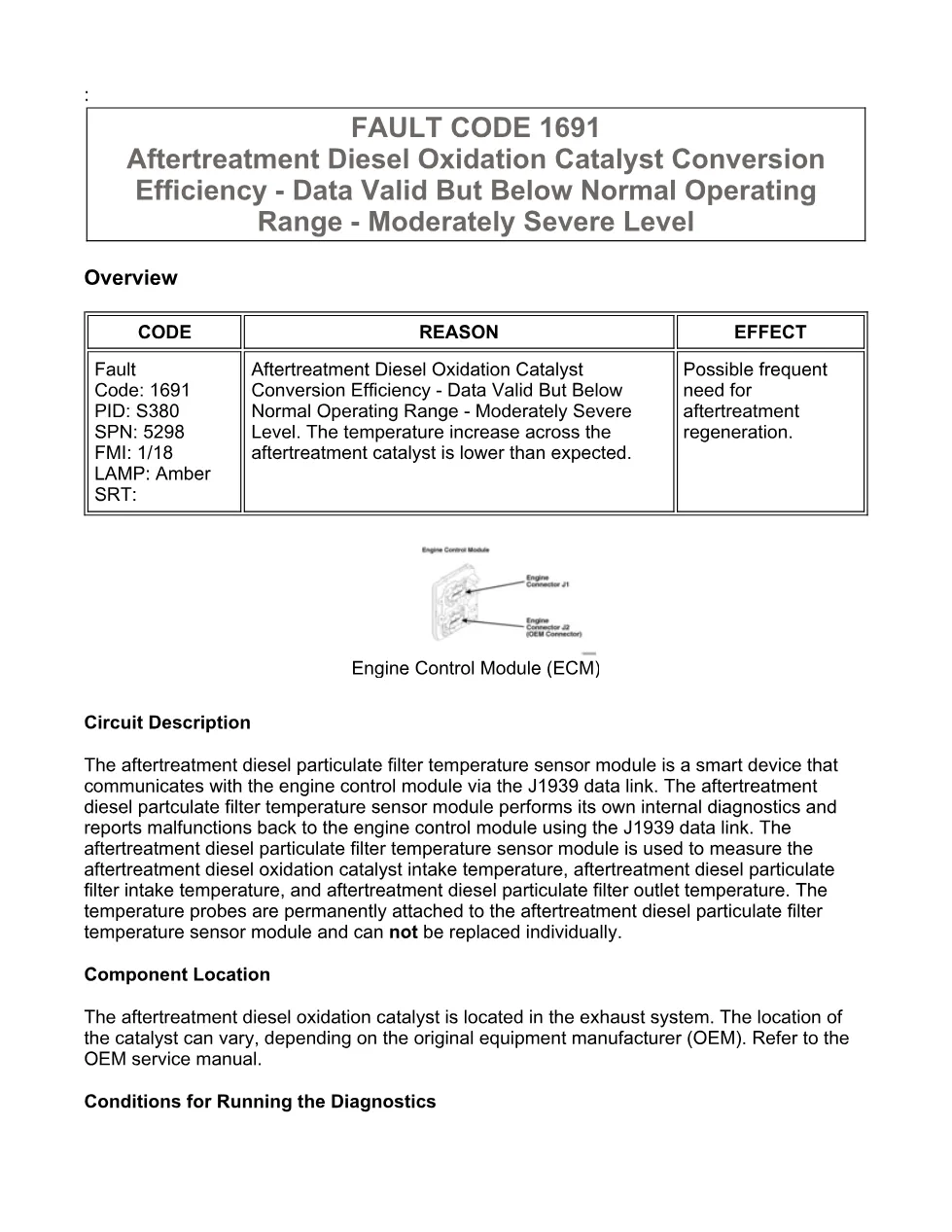 Cummins ISX15 code 1691 troubleshooting document, 12 pages – PDF - preview page 1 of 3
