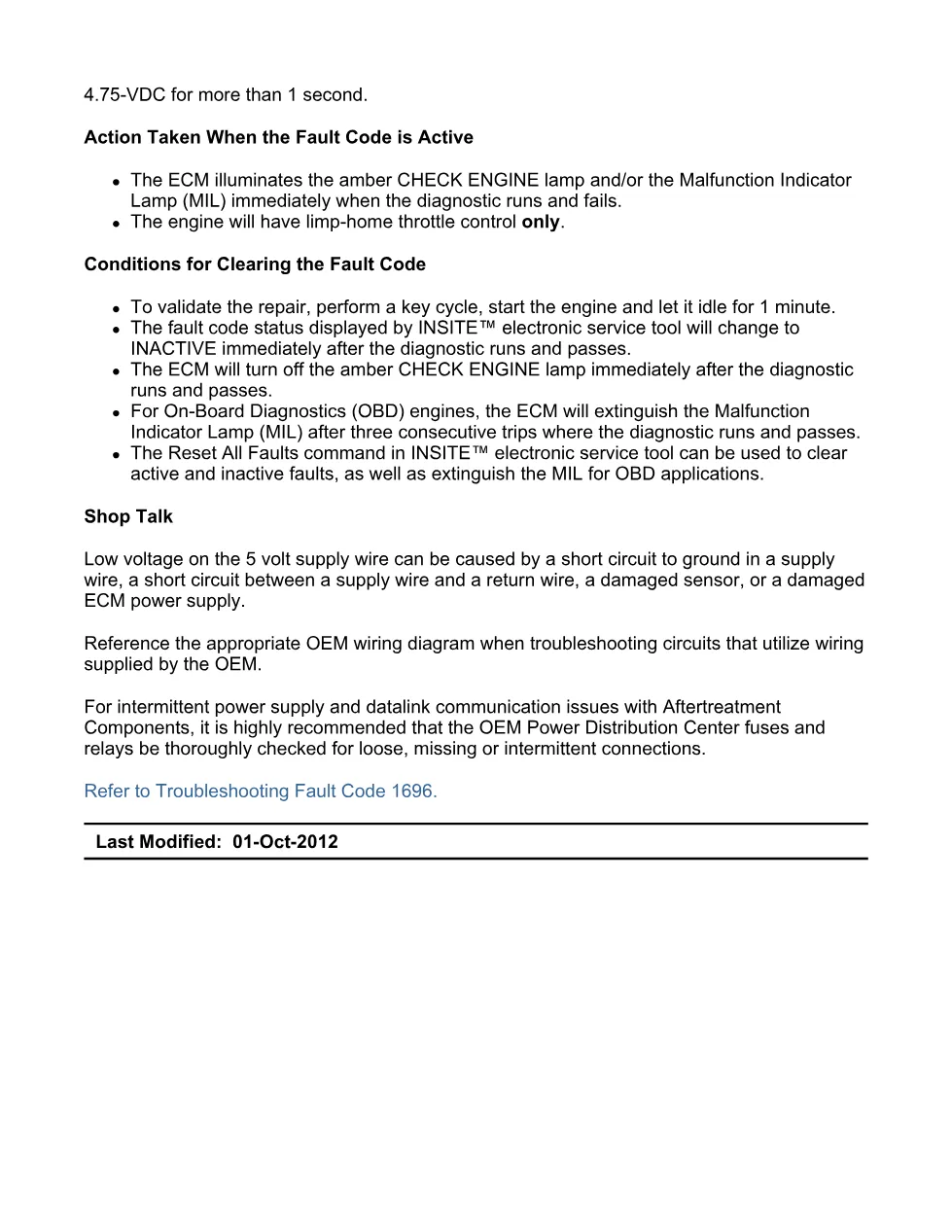 Cummins ISX15 code 1696 troubleshooting document, 21 pages – PDF - preview page 2 of 3