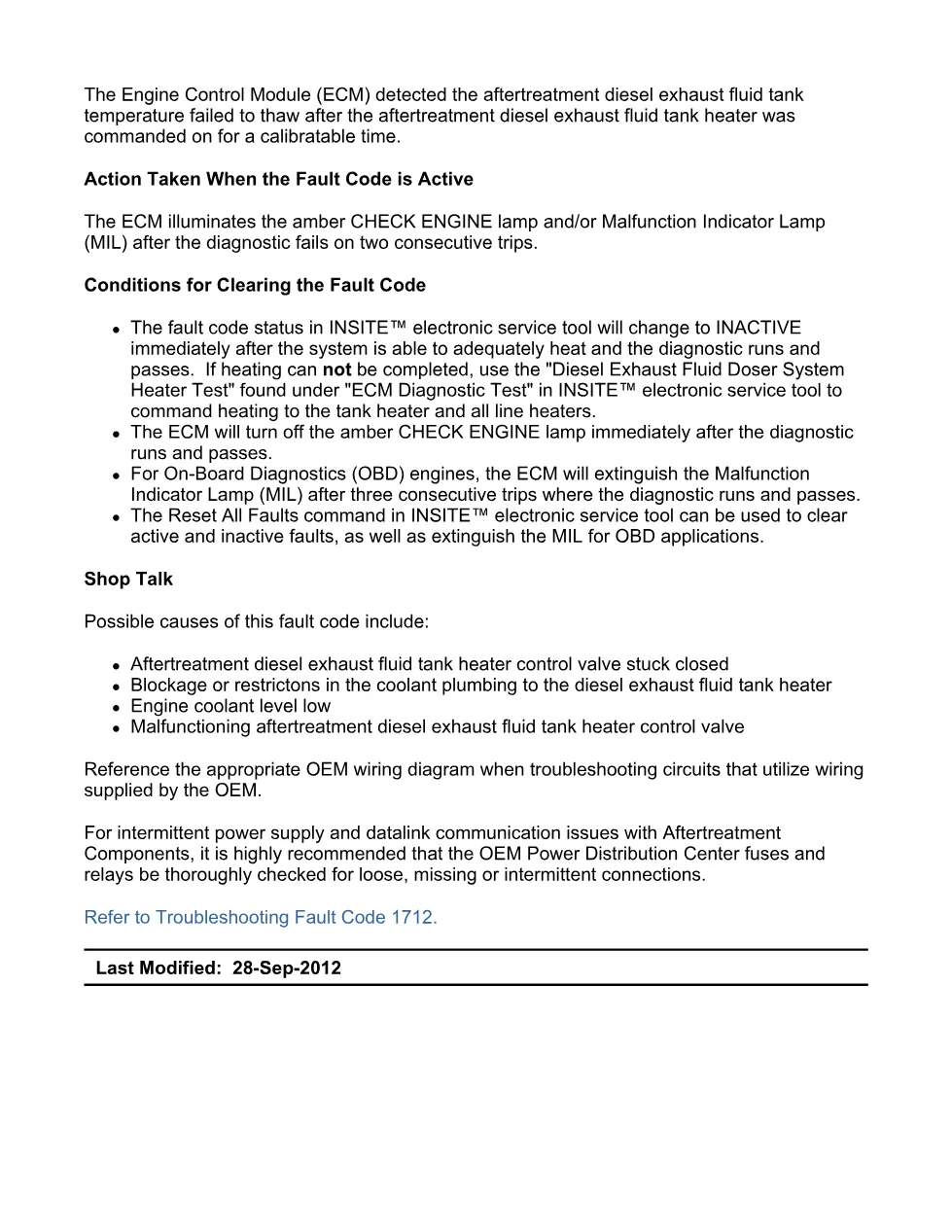 Cummins ISX15 code 1712 troubleshooting document, 8 pages – PDF - preview page 2 of 3
